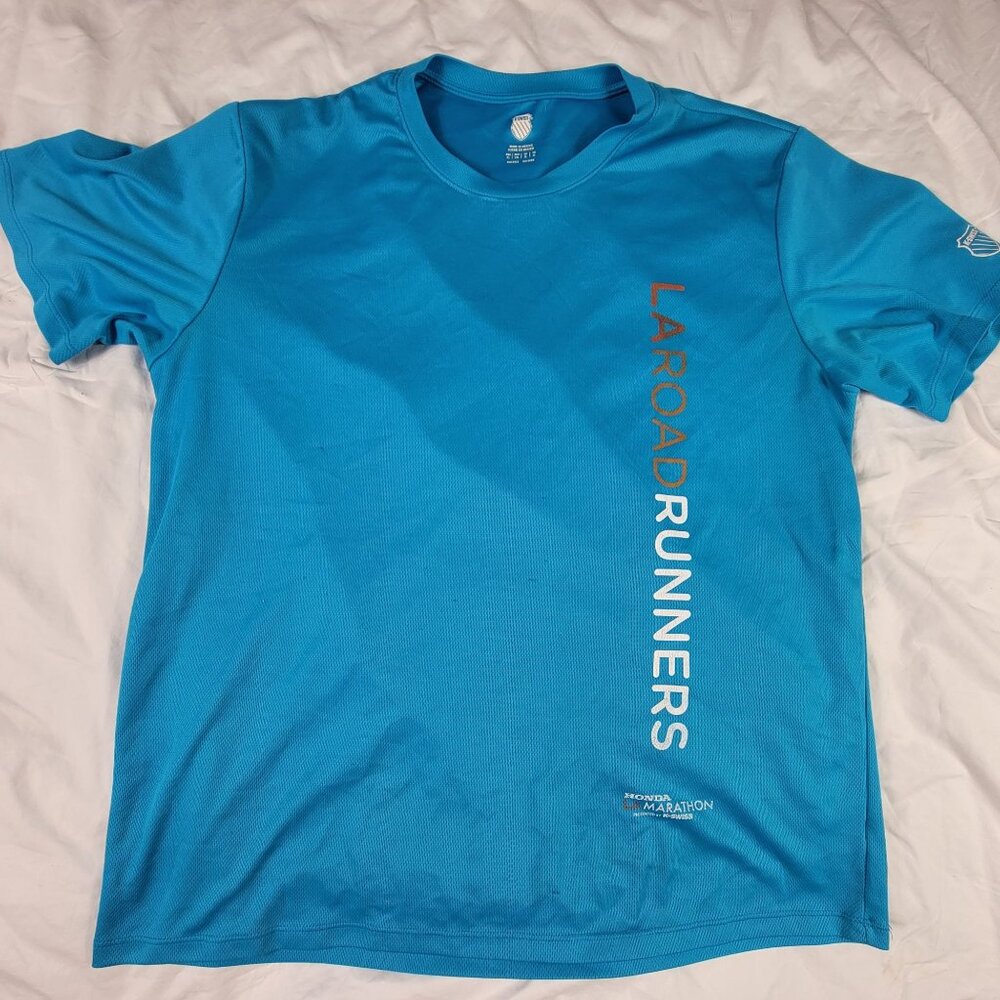 K Swiss Honda LA Marathon LA Road Runners Mens XL Blue Dri-Fit Shirt Athletic